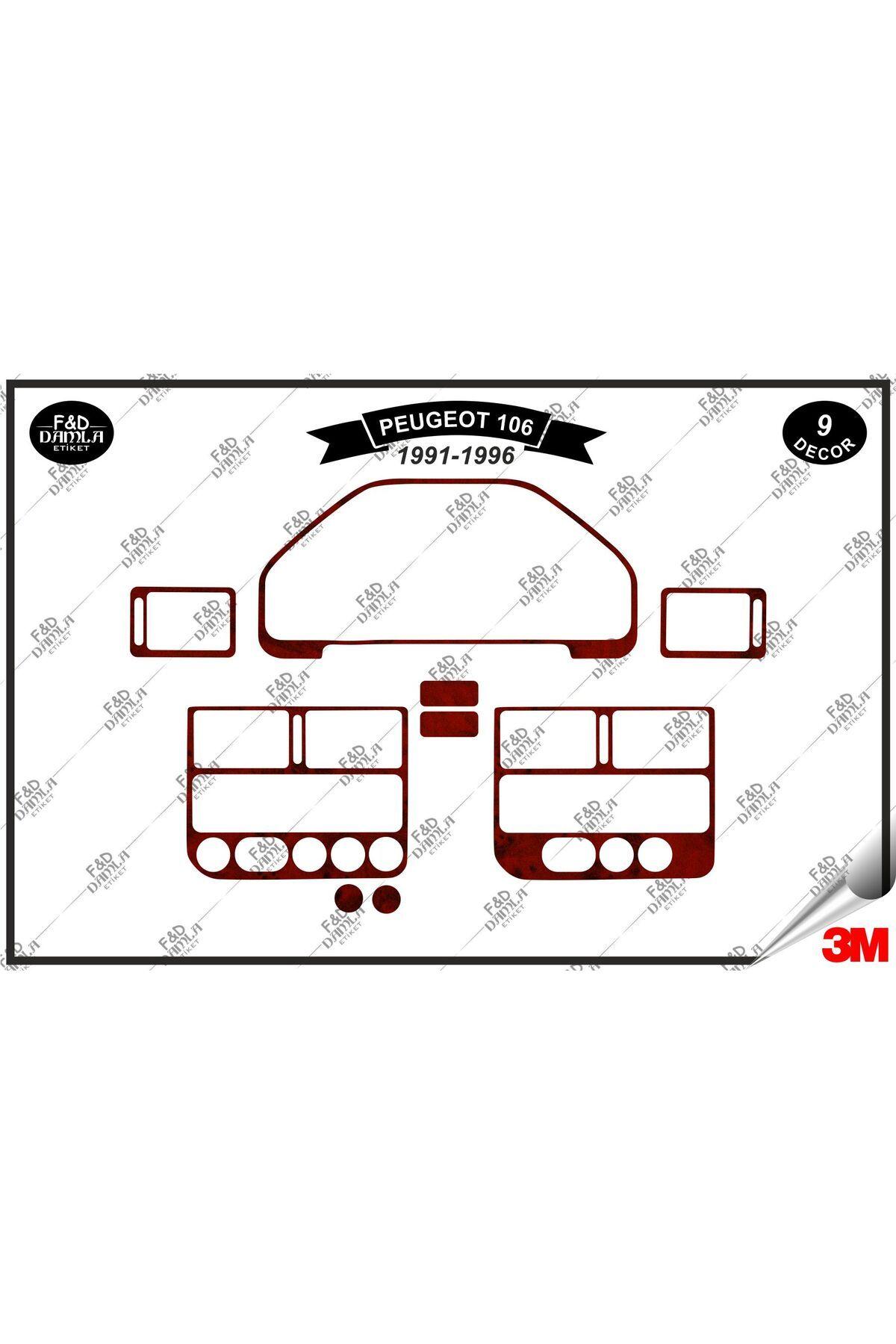 

Peugeot 106 1991-1996 Torpido Konsol Trim Göğüs Maun Kaplama Set 9 Parça Maun