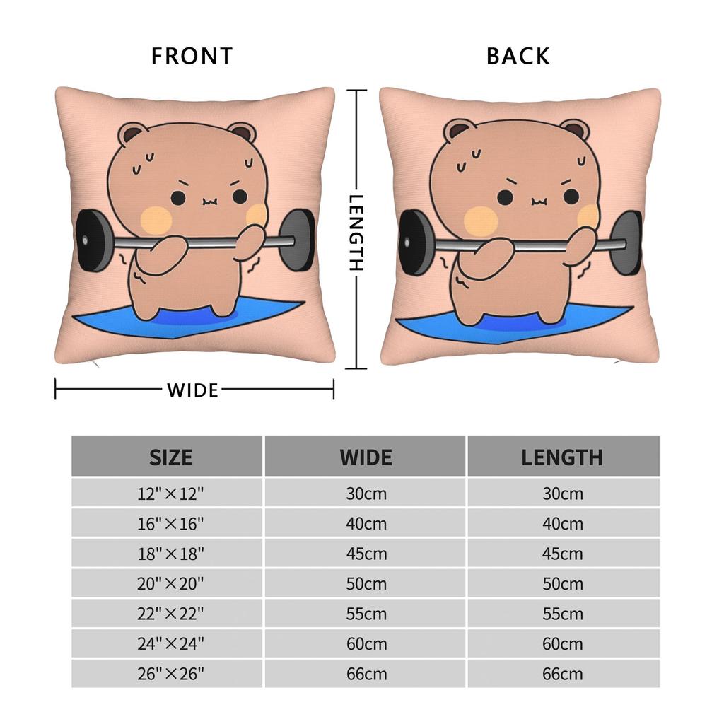 Bubu Dudu Cute Bear Pillowcase Double-Sided Printing Fabric Cushion Cover Decor Throw Pillow Case Cover Bed Zipper 45X45Cm