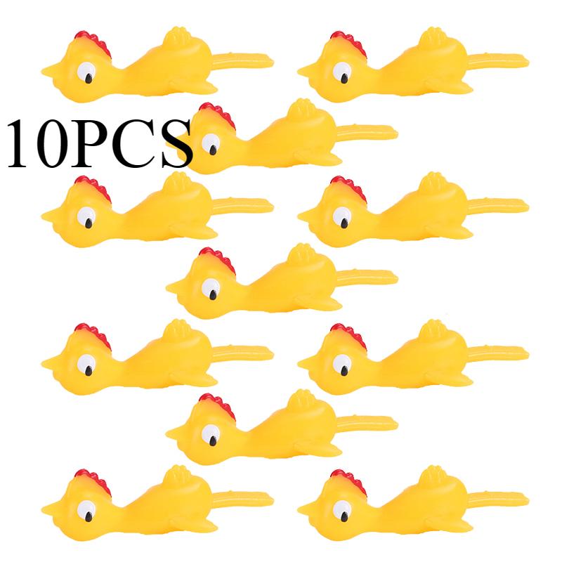 

10/20/50pcs Catapulted Ejection Chicken Toys Light Rubber Finger Prank Flying Toy Sticky Decompression Toy Birthday Party Favors