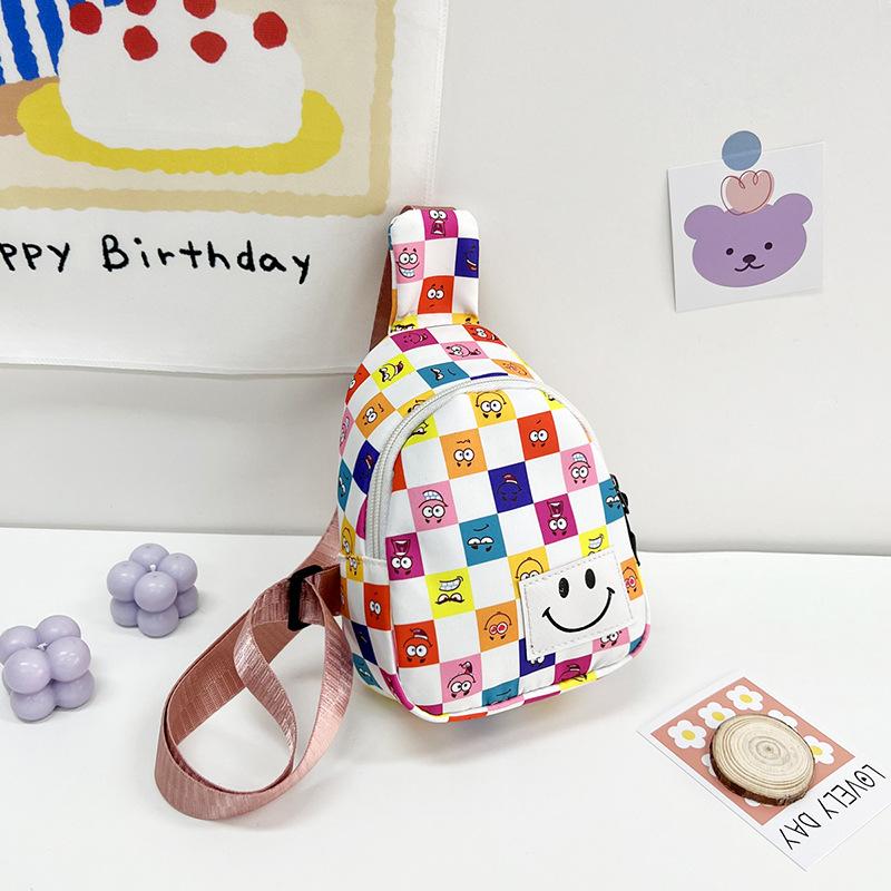 

2025 новые детские сумки модный принт мальчики и девочки кроссбоди маленькая нагрудная сумка дети клетчатый легкий выход разноцветный