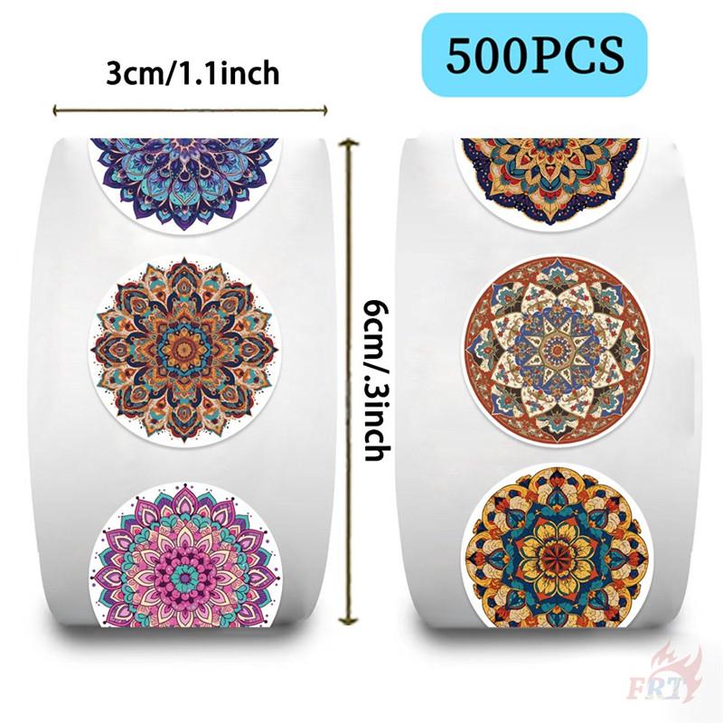 500Pcs/Roll Mandala Patterns Kids Rewards Stickers - DIY Scrapbooks Album Decor Sealing Label Decals