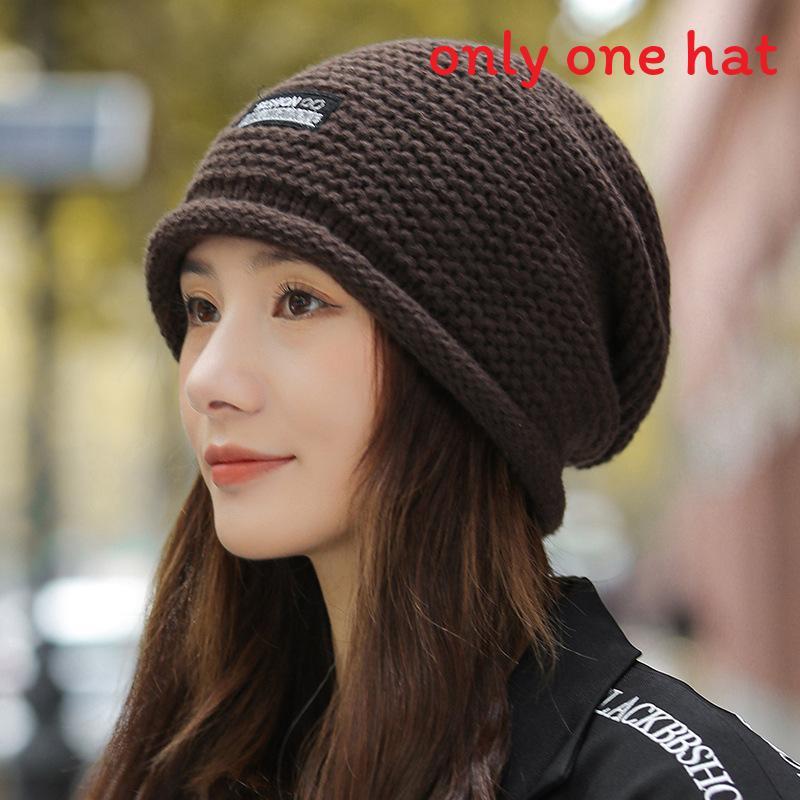 

Knit Hat Hat For Women With Letter Embroidery Warmth Fall Winter Stylish Headgear коричневий