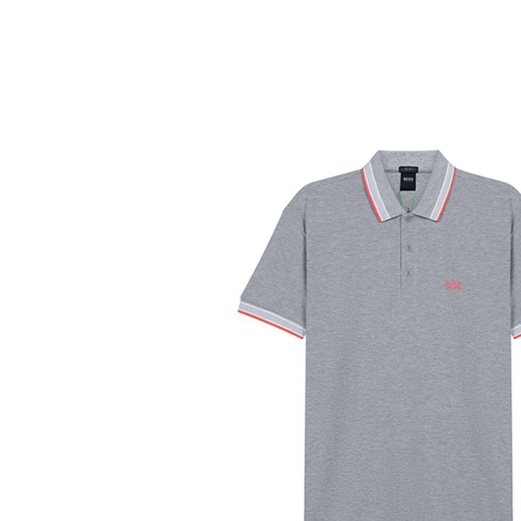 HUGO BOSS Polo Shirts Men's Gray Polo Collar Moderate Straight Fit 50398302-066