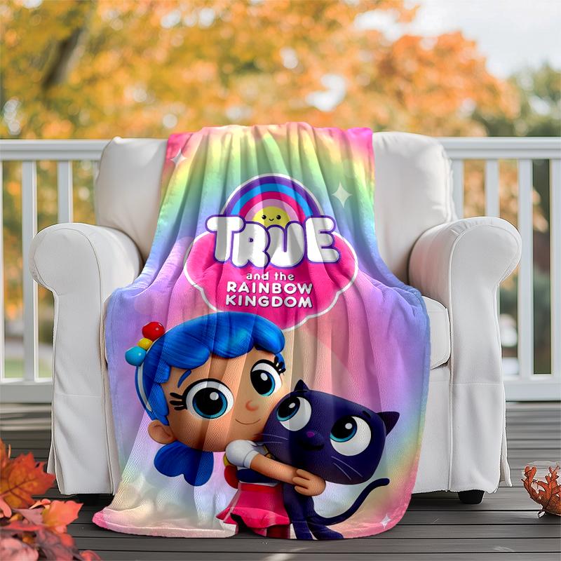 True and the Rainbow Kingdom Flannel Blanket Soft Warm All-Season Throw, Design for Camping, Car Travel, Hiking Sofa, Bed, Perfect Gift for Parties