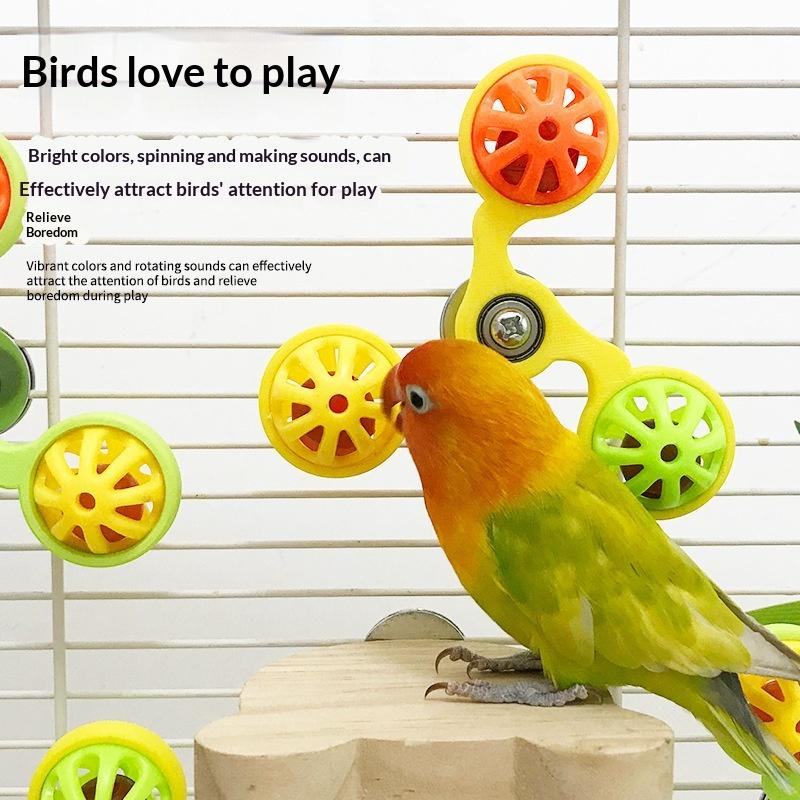 Papageienspielzeug Interaktives drehendes Windradspielzeug Vogelkäfigspielzeug für Papageien Drehend zur Stimulation Unterhaltung Spiel Kauen