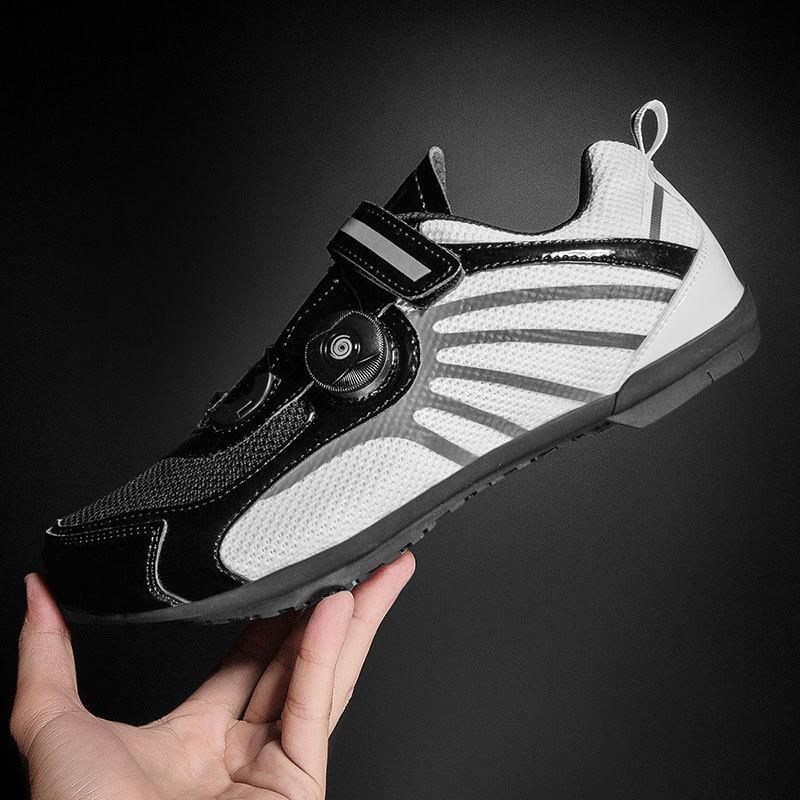 118 Cycling Shoes Bicycle Without Lock Rubber Sole Low Cut Breathable Mesh Fabric Men Women Rotating Buttons Couples