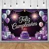 Happy Theme Background In Spanish, Party Decoration with Colored Globes, Background Banner, Gift for Children, Photo Session