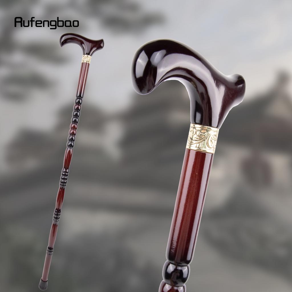 Red Wooden Single Joint Fashion Walking Stick Decorative Cospaly Cane Halloween Mace Crutch  Wand Crosier 92cm