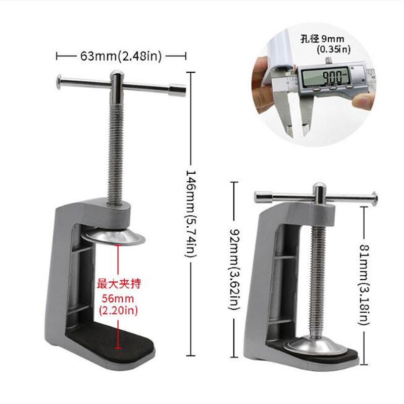 Table Mount Clamp Clip Aluminum Alloy Base Desk Lamp C-Shaped Clamp Bracket Desktop Fixed Bracket Clamp Microphone Stand Bracke