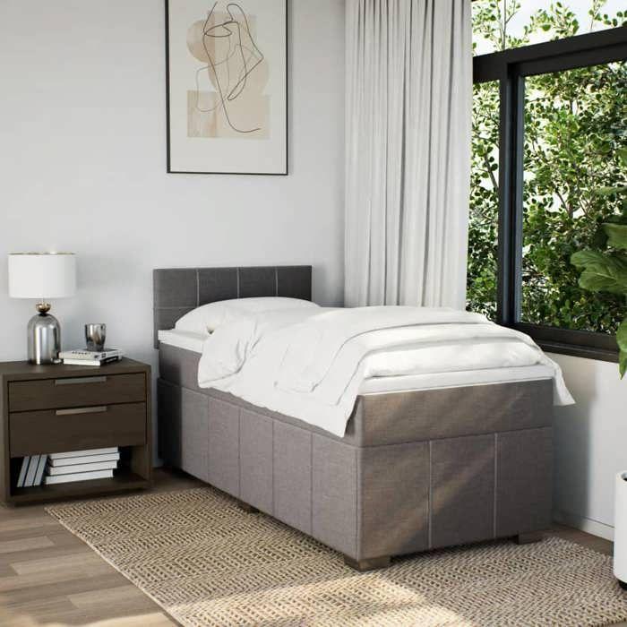 VidaXL Sommier à lattes de lit avec matelas Taupe 90x190 cm Tissu 3286927
