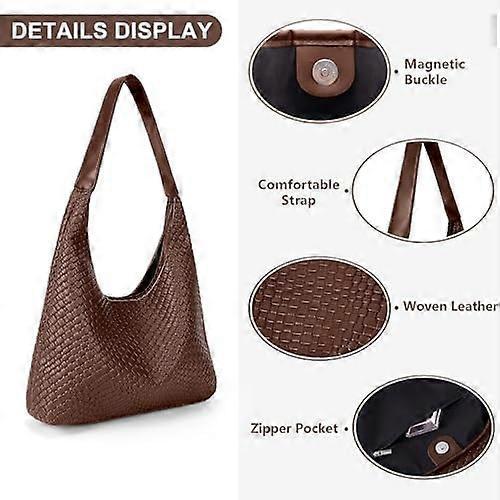 Faux Leather Tote Bag for Women - Woven Leather Handbag, Large Hobo Shoulder Bag, Work Tote with Pouch Purse