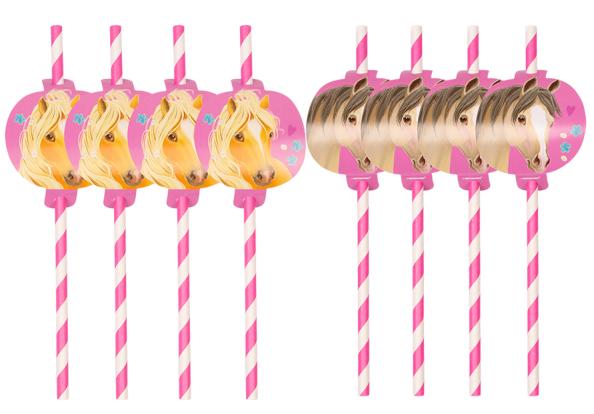 Straws Tubes Horses Ponies Birthday 8 Pcs