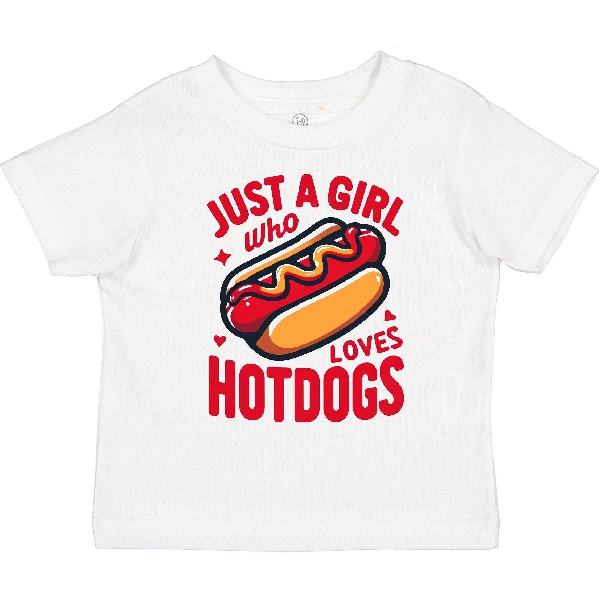 Inktastic Just A Girl Who Loves Hot Dogs Toddler T-Shirt Love Food Cute Child 100