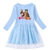 Korean Style Girls' Dress: Short Sleeve Summer & Long Sleeve Spring/Autumn Edition with Stars, Rainbow Sequins, and Mesh Pleated Princess Design.