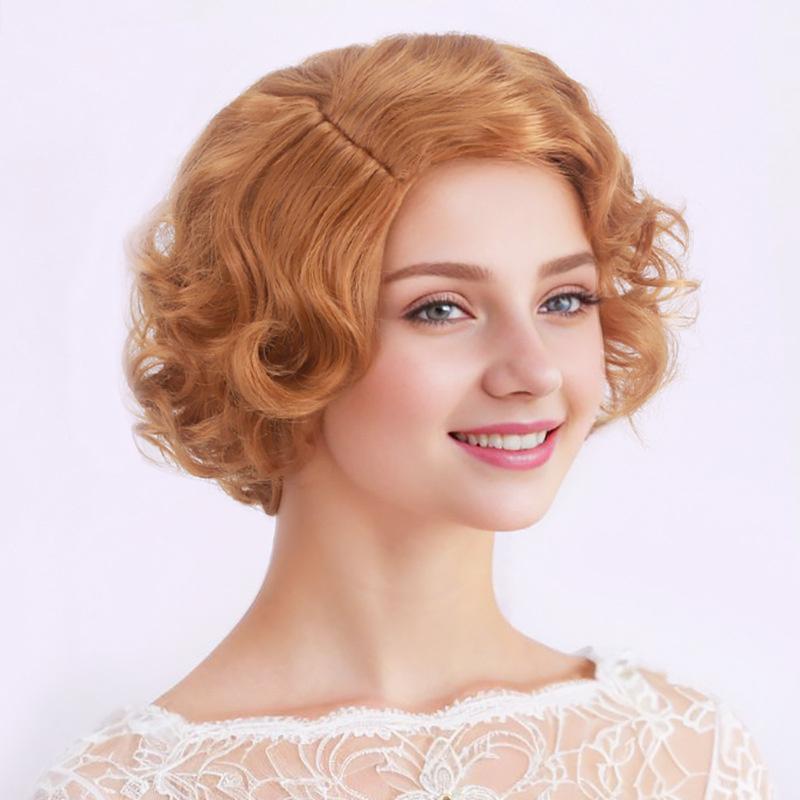 Synthetic Blonde Wig Short Curly Hair Wig for Women Natural Fluffy Hairstyle Ladies Cosplay Costume Halloween Party Use