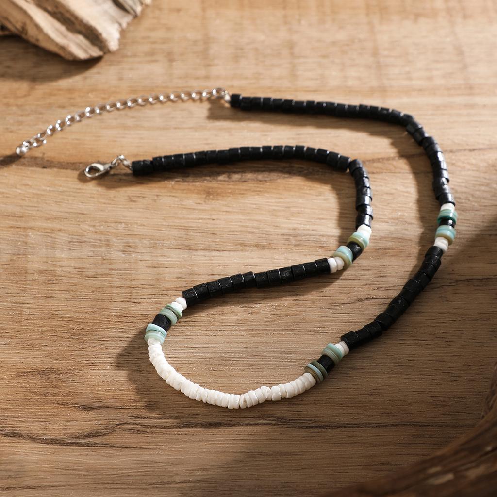 Vintage Beach Boho Surfer Coconut Wooden Chain Necklace for Men Simple Geometric Tribal Ethnic Beads Choker Neck Accessories New