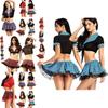 Stylish Women Sexy Costume Lingerie Student Uniform Set With Lace And Lattice Design