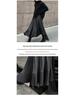 Autumn/Winter 2025 Women's High-Waisted Black Fishtail Pleated Mid-Length Skirt with Irregular Hem
