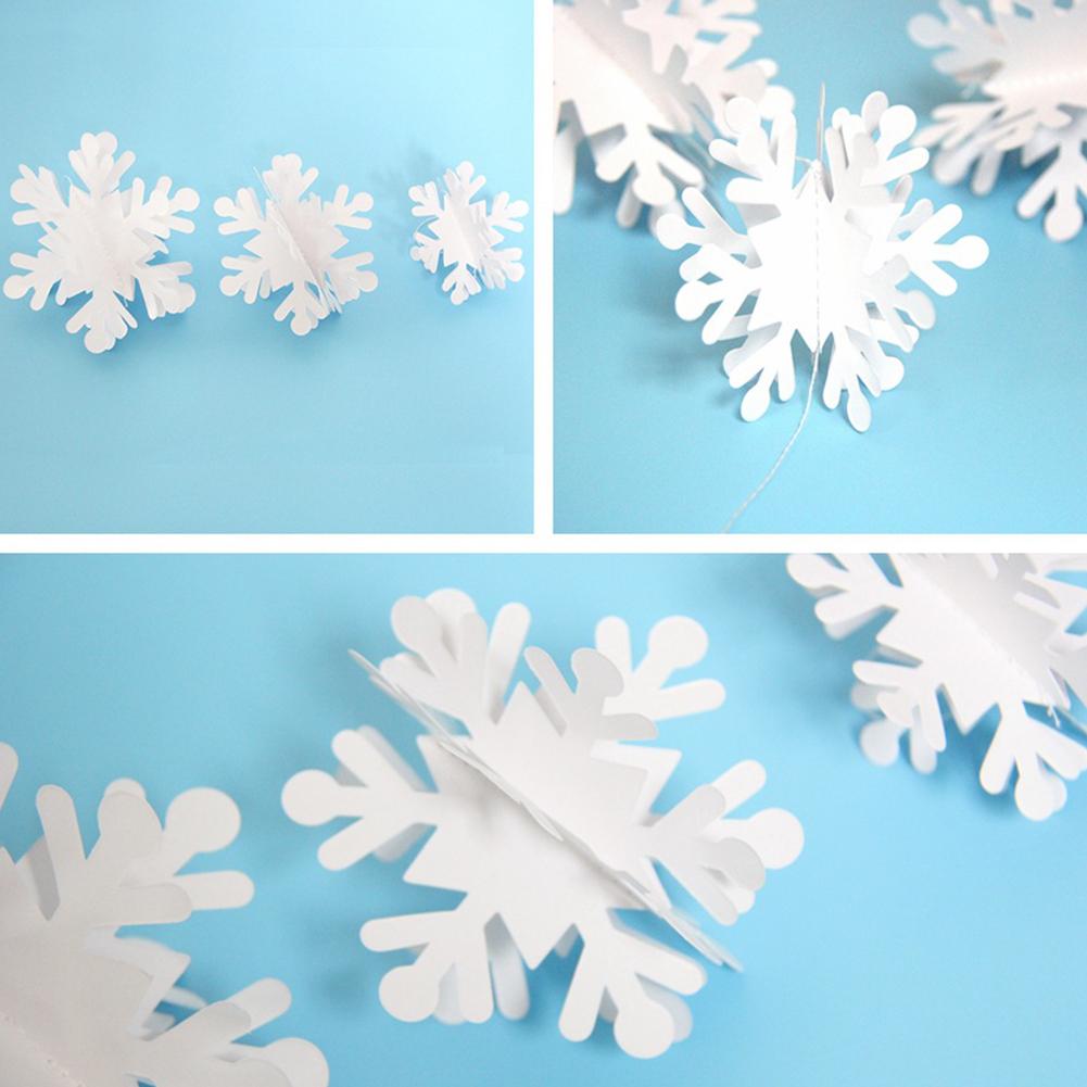 3 Meter 3 Größen Weihnachts-Schneeflocken-Dekorationen Schneeflocken-Ornamente Girlande für Zuhause Weihnachts-Feiertags-Party