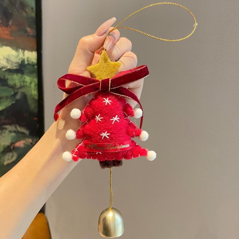 Christmas Atmosphere Pendant Gift Star Plush Bow Christmas Tree Red Pendant Wind Chime Creative Gift