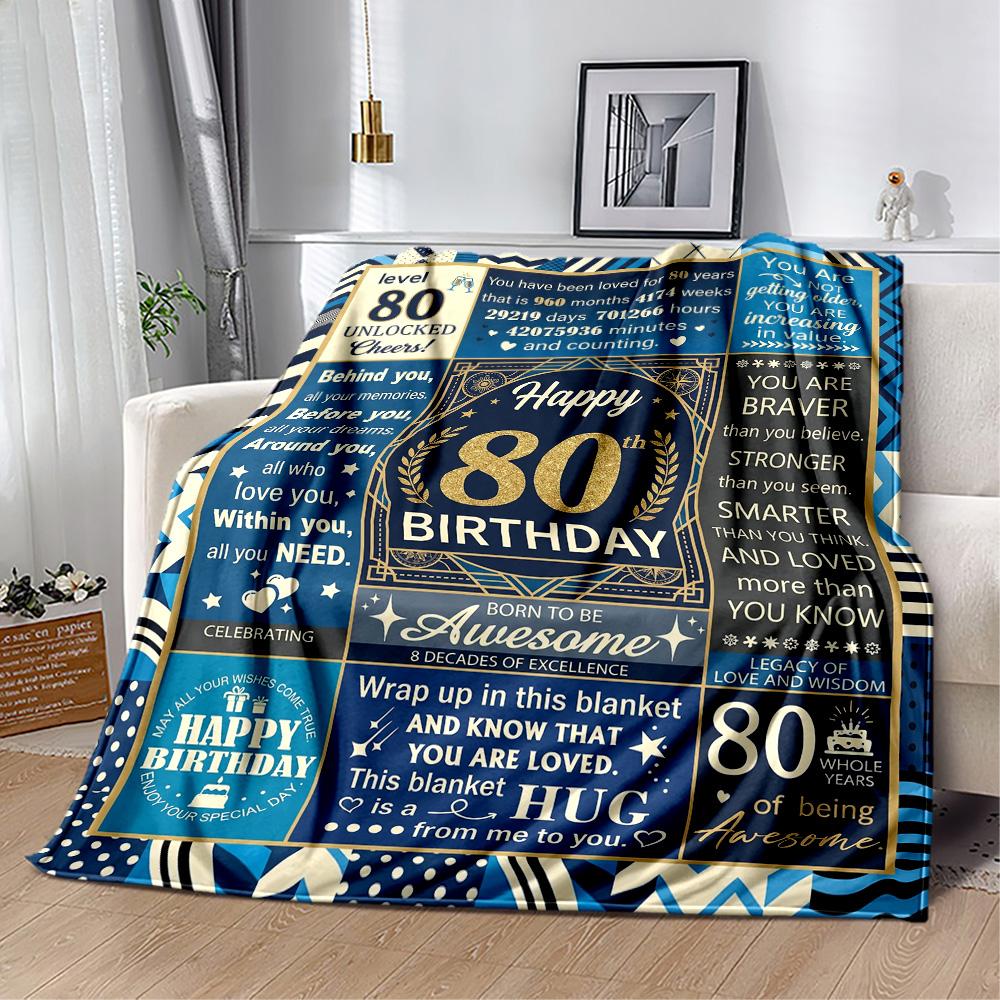 Coperta in Flanella per l'Ottantesimo Compleanno - Morbida e Adatta per Divani, Letti, Uffici, Viaggi, Tutte le Stagioni, Ottimo Regalo per Feste e Compleanni.