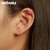 WOSTU 1 Piece 925 Sterling Silver Rose Red Heart Ear Cuff Earrings For Women Fashion Party Jewelry Gift