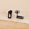 Stainless Steel Rectangle Stud Earrings For Women Girls Gold Color Geometric Fashion Ear Zircon Birthday Party Gifts Wholesale