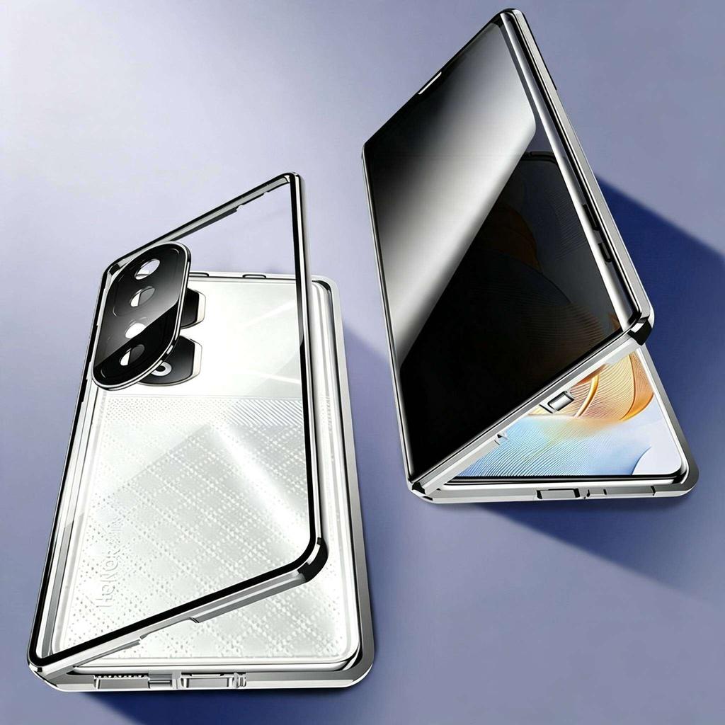 Anti Peeping Case for Huawei Honor 90 GT Pro 80 70 50, Double Sided Tempered Glass,Metal Frame with Lens Protector Phone Bumpers
