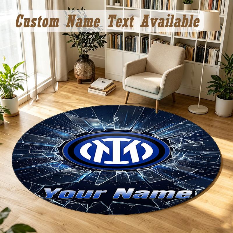 Round Rug Custom NameInter Milan Pattern Non Slip Carpet Home Floor Decor