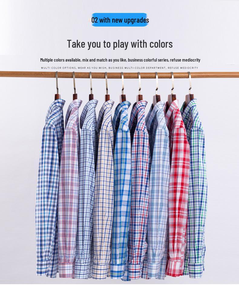 Men's Slim Fit Plaid 100% Cotton Shirt - Long Sleeve, Spring/Autumn Casual Korean Style for Young & Middle-Aged