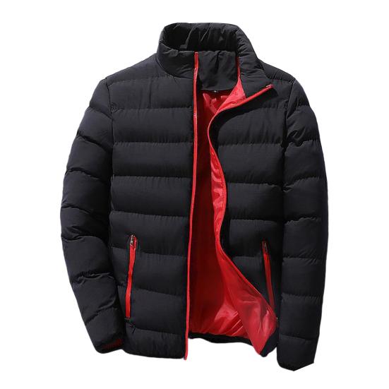 Men Parkas Solid Color Padded Stand Collar Long Sleeve Loose Thickened Autumn Winter Zipper Pockets Jacket Streetwear