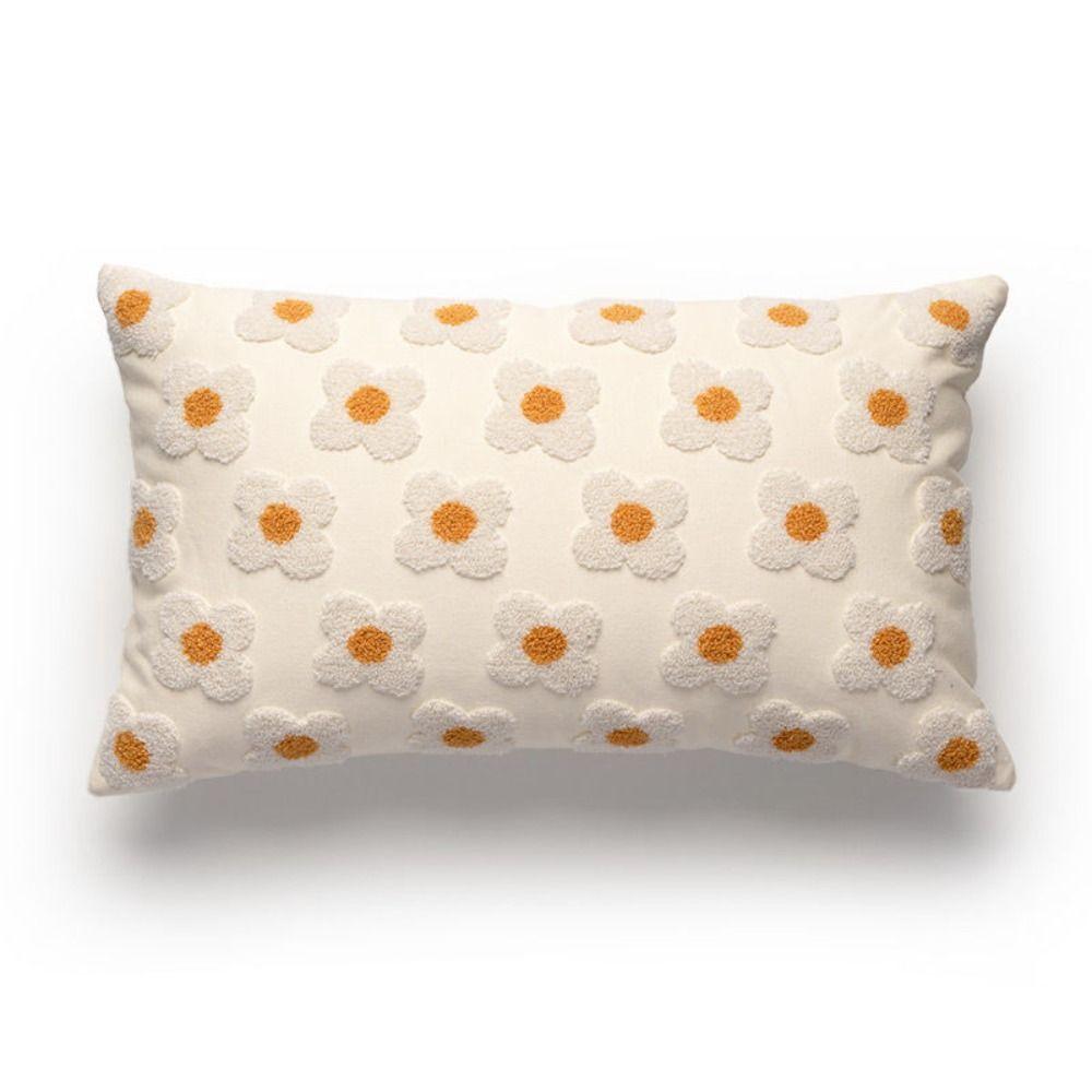 

Square Cushion Cover Embroidery Flowers Pillow Cover Sofa Flower Pattern Pillowcase Bed 30x50cm белый