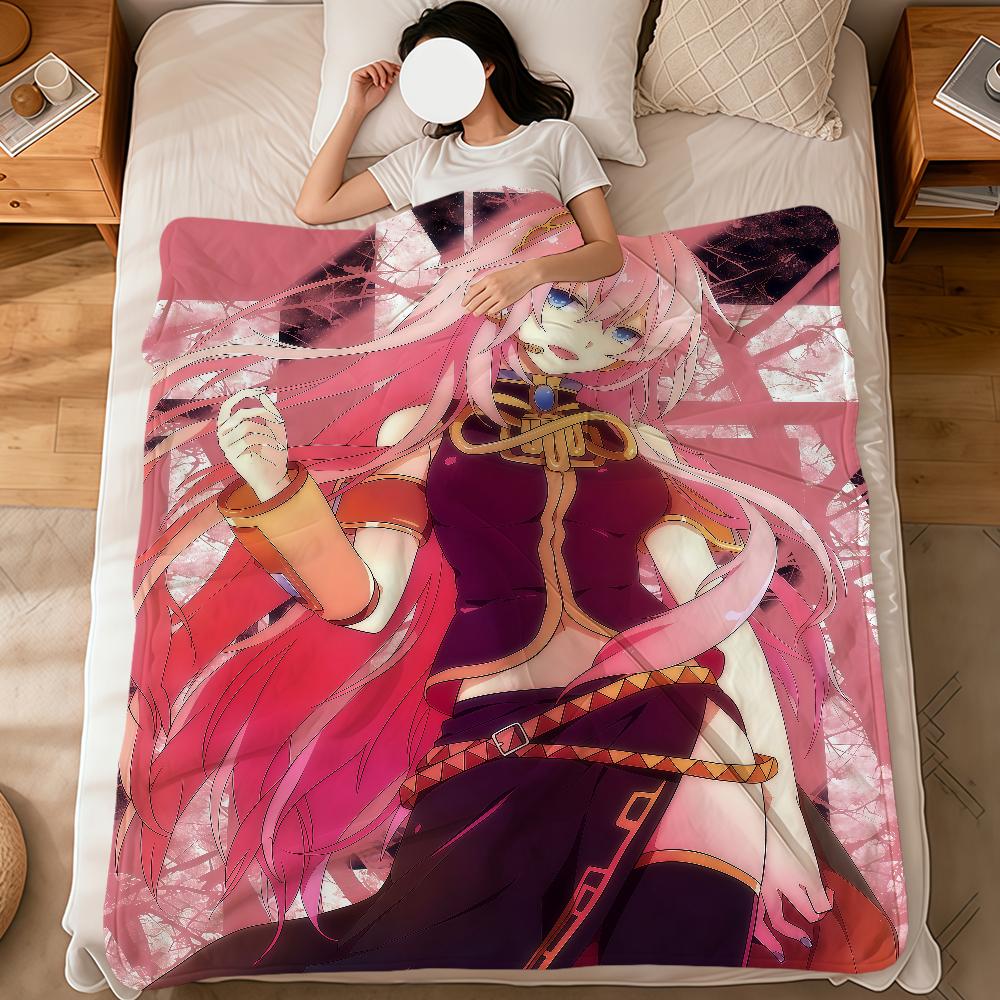 Anime Girl Cute Virtual Singer m-Megurine L-Luka Soft Warm Plush Blanket Dormitory Sofa Living Room Hogar Bedroom Gift Nap Home