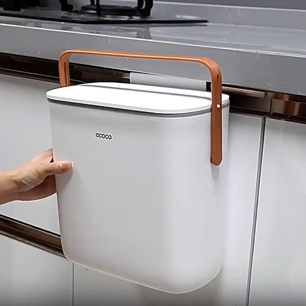 Waterproof Hanging Trash Bin Space-Saving Kitchen Compost Bin Wall-Mounted Trash Can  Bathroom