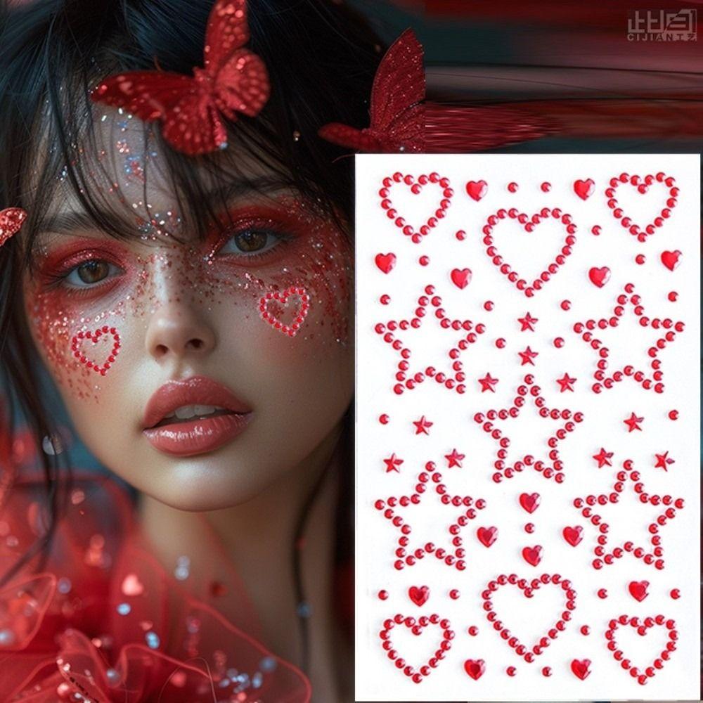 Sparkling Face Temporary Tattoos Rhinestone Face Tattoo Sticker Photocard Sticker Men Women