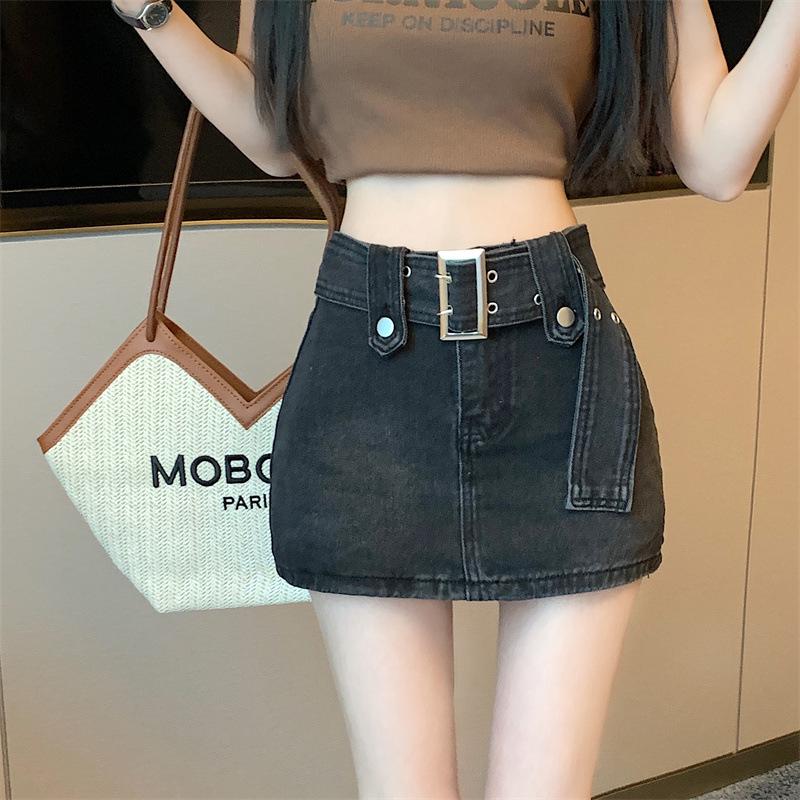 

Женская джинсовая миди-юбка с высокой талией - Лето 2025 Облегающая Винтажная А-силуэта XXL