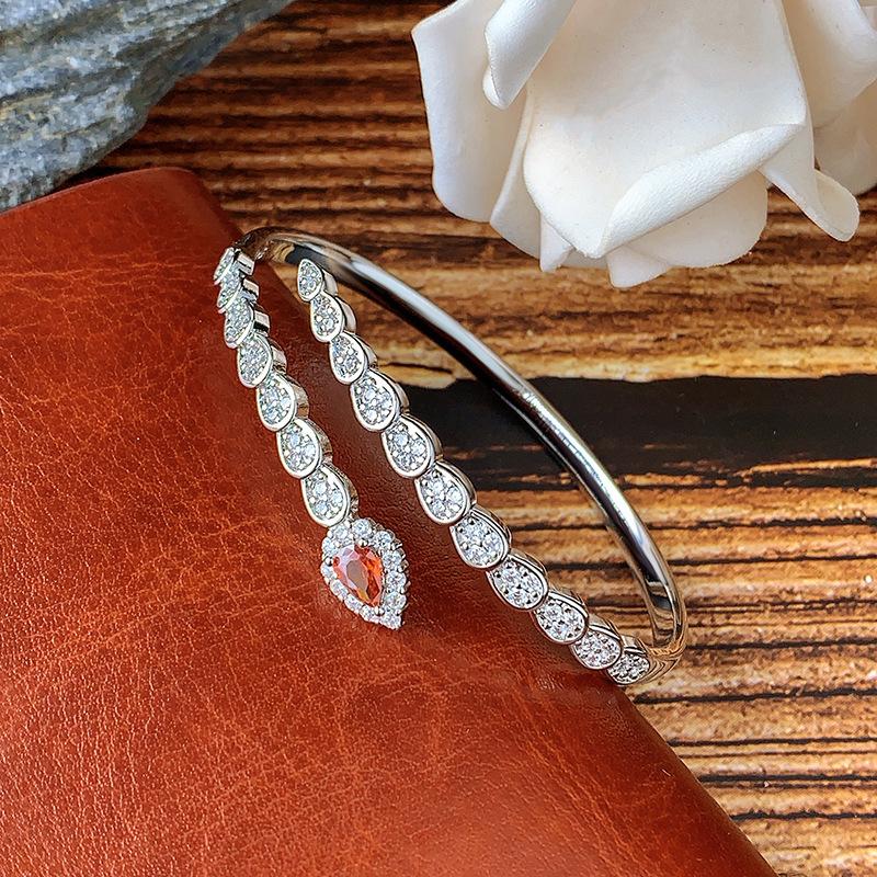 

Meier Romantic full diamond red-eyed snake bracelet - high-end punk cool snake open bangle