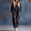 2026 Europäischer Damen-Denim-Print-Overall mit großen Taschen, langen Ärmeln und langen Hosen