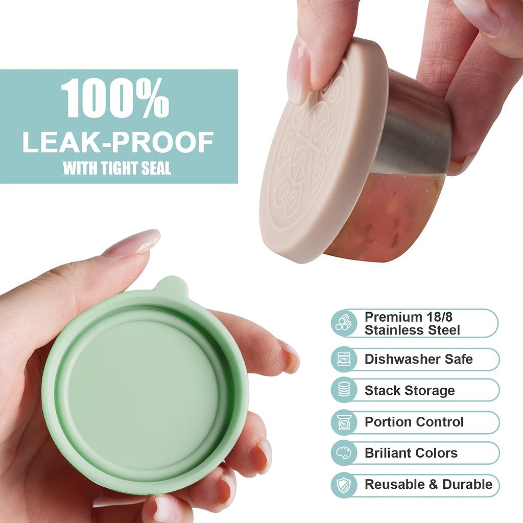 6pcs/set Salad Dressing Container with Lids Leakproof Dipping Sauce Cups Reusable Salad Dressing Container Portable Storage Box