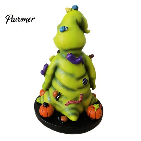 Rotten Green Creature Decor Rotting Halloween Figurines, Horror Statue with Colorful Worms, Resin Yard Creative Pumpkin Dice Ornaments for Patio