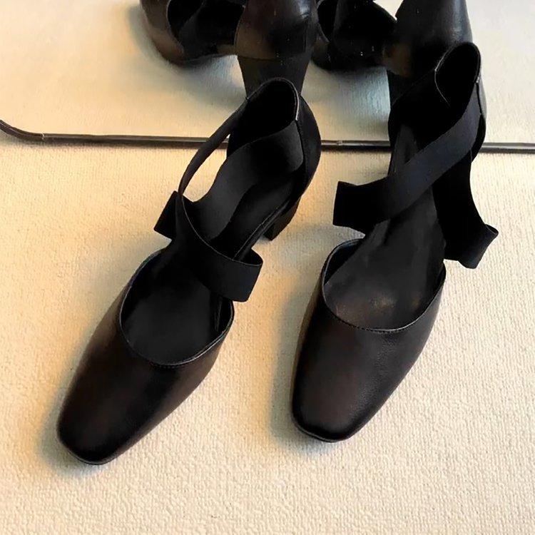 High Heels Women's Retro Mary Jane Shoes Thick Heel Square Head Cross Strap Gentle Matching Skirt Versatile Single Shoes Beige