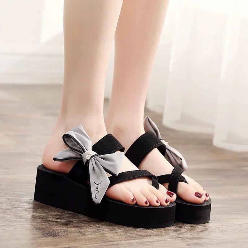 Platform Slippers met Strik voor Dames en Sandalen voor Dames Buiten op het Strand Flip Flops Schoenen Koreaanse Stijl Zomer 2026 Groothandel Slides