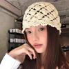 New Versatile Hat Hand Woven Head Hat for Women Spring Hollow Cold Hat Thin Stacked Hat Pullover Hat