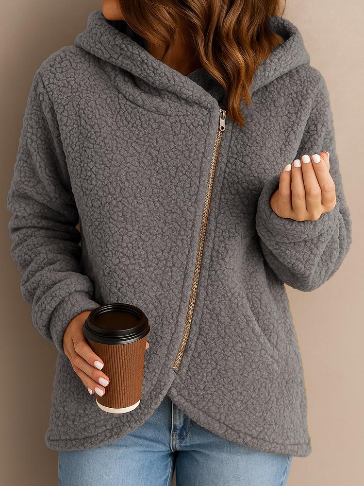 Women's Soft Fleece Zip Up Hooded Jacket Casual Outerwear
