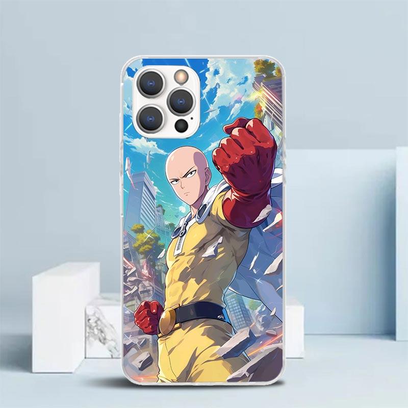 One P-Punch-Man Saitama King Soft Cover for iPhone 16 17 Air 15 14 Pro Max 16E Phone Case 13 Mini 12 11 7 SE 8 Print Pattern Fit