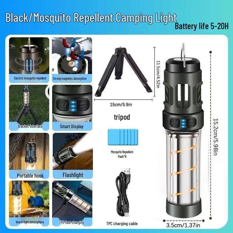 Multifunctional Rechargeable Outdoor LED Mosquito Repellent Lantern and Tent Light