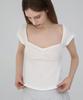 CHICKS Heart Neck Short Sleeve Ivory