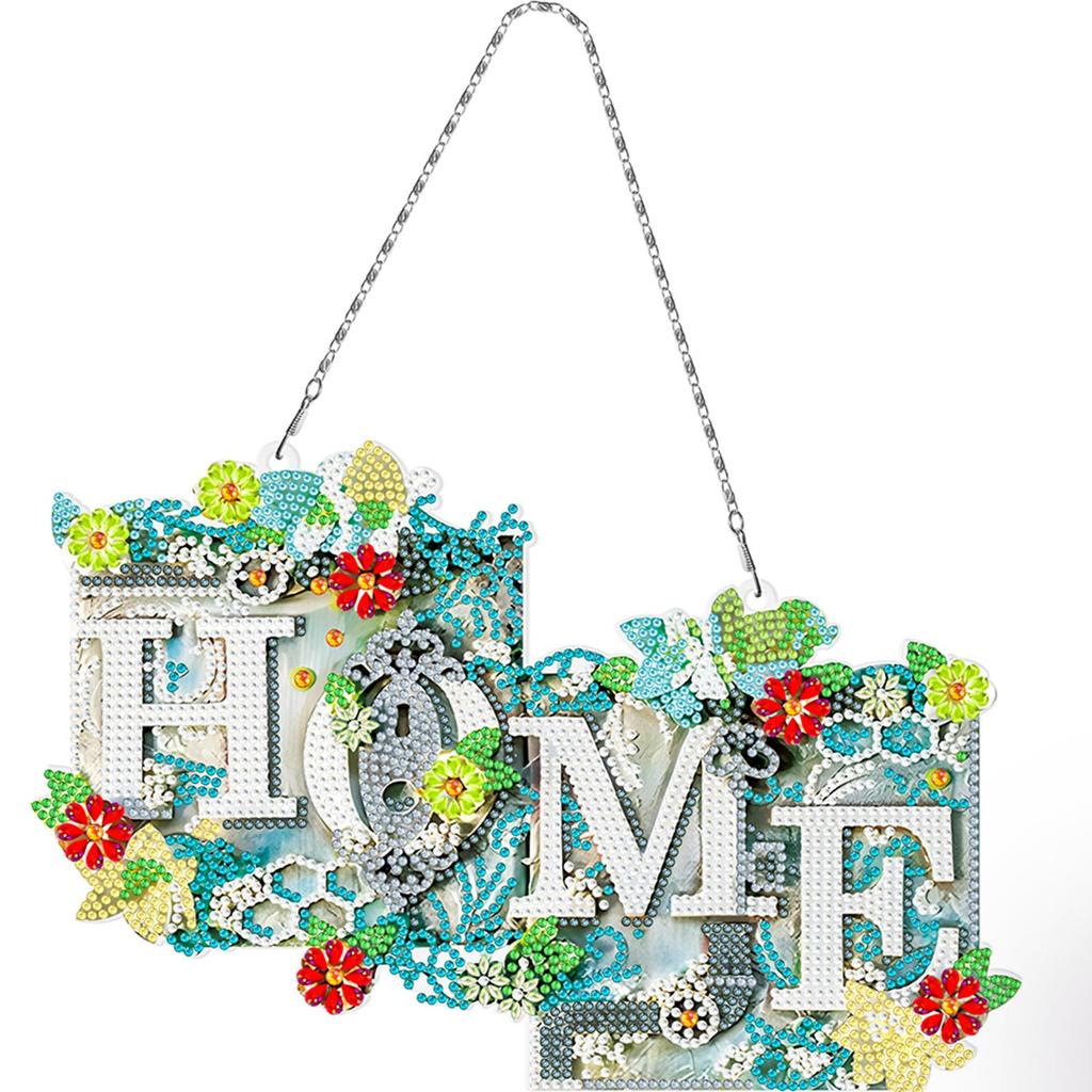 DIY Diamond Painting Pendant Artwork 5D Diamond Mosaic Pendant Rhinestone Embroidery Key Ring Pendant Bag Pendant for Room Decor