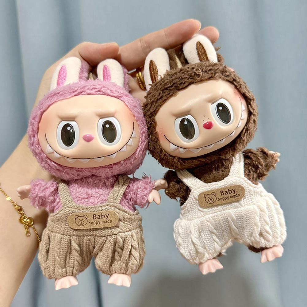 För 17cm Labubu Dockkläder Modekläder Huvtröjor Dockkläder Färgmatchning Huvtröjor Docktillbehör Söt Dekoration Små Kläder