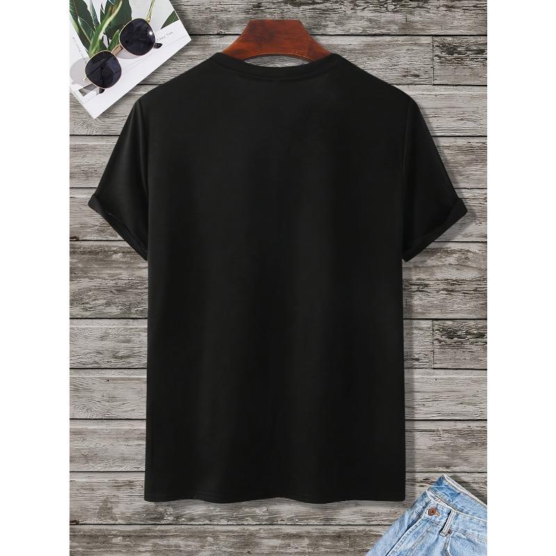 Europäische Größen Herren Buchstabendruck Rundhals Mode Kurzarm T-Shirt, Bequem und Vielseitig, Geeignet für den Sommer